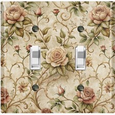 Metal Light Switch Outlet Cover Wall Plate Vintage Faded Floral Decor FWR278