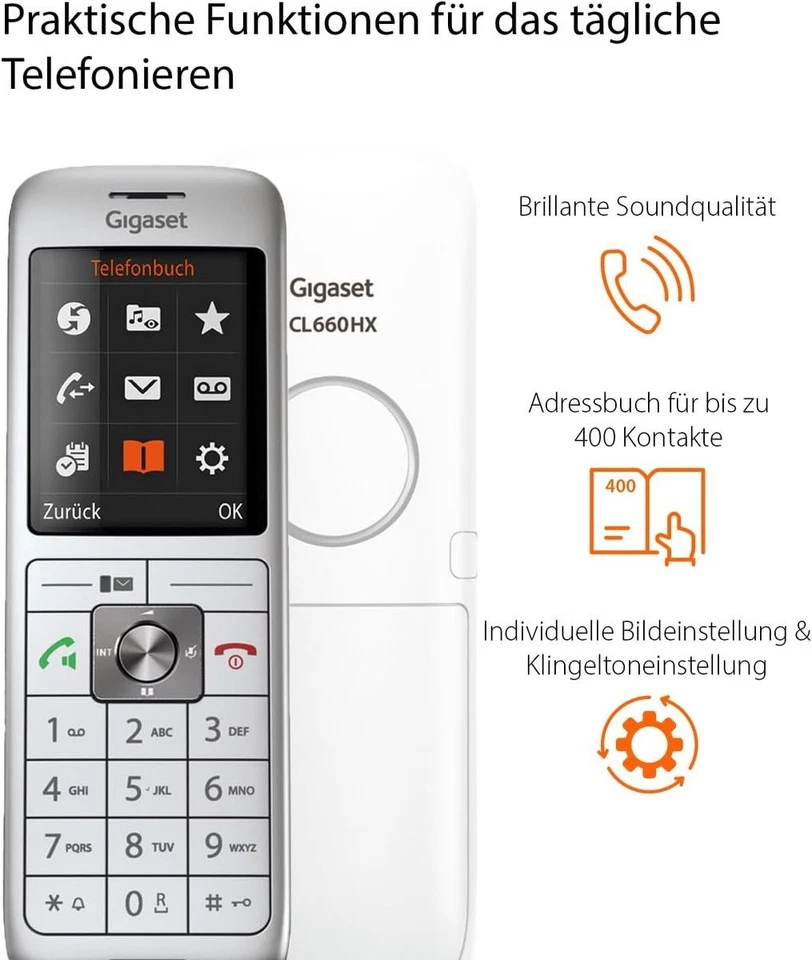 * Gigaset CL660HX DECT-Mobilteil Fritzbox-kompatibel Schnurlos Ladeschale Weiß 1 - Bild 4 von 4