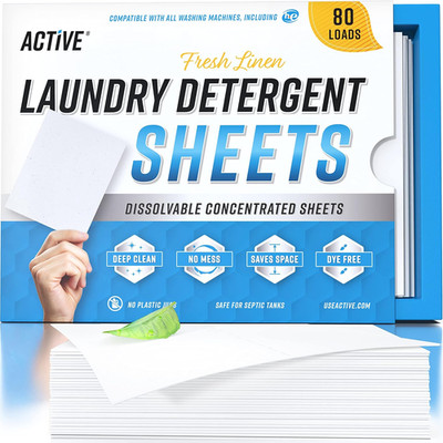 Laundry Detergent Sheets Eco Washing Strips - 80 Loads, Liquidless Fresh Scented