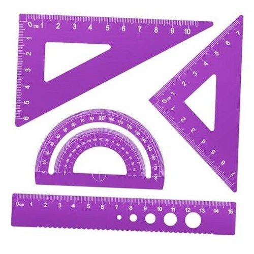 Triangular Ruler Set, 4 Pieces Aluminum Alloy Ruler, Metal Drafting ...