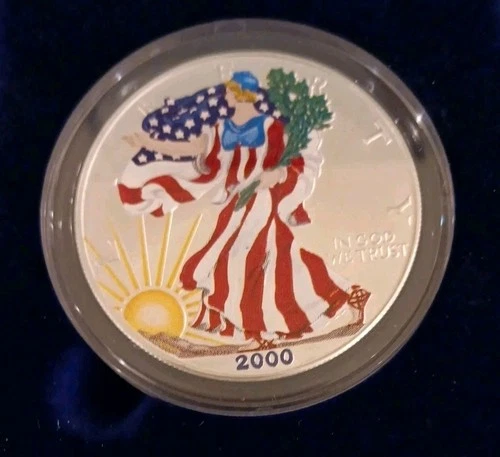2000 American Silver Eagle Dollar – Full-Color Walking Liberty – .999 Fine