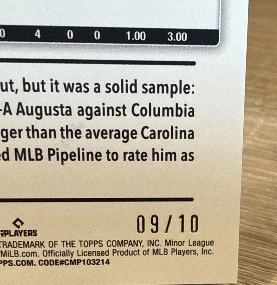 2025 Topps Pro Debut Cam Caminiti Red Foil auto #d /10 - Braves #1 Prospect - Image 3 of 3