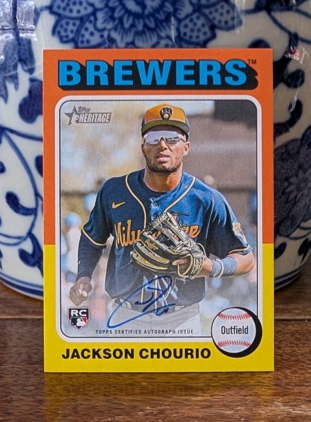 Jackson Chourio 2024 Topps Heritage High Number Real One Autograph Rookie Card