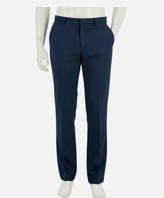 Perry Ellis Portfolio Men's Blue Twill Solid Modern Dress Pants Size 42W x 32L