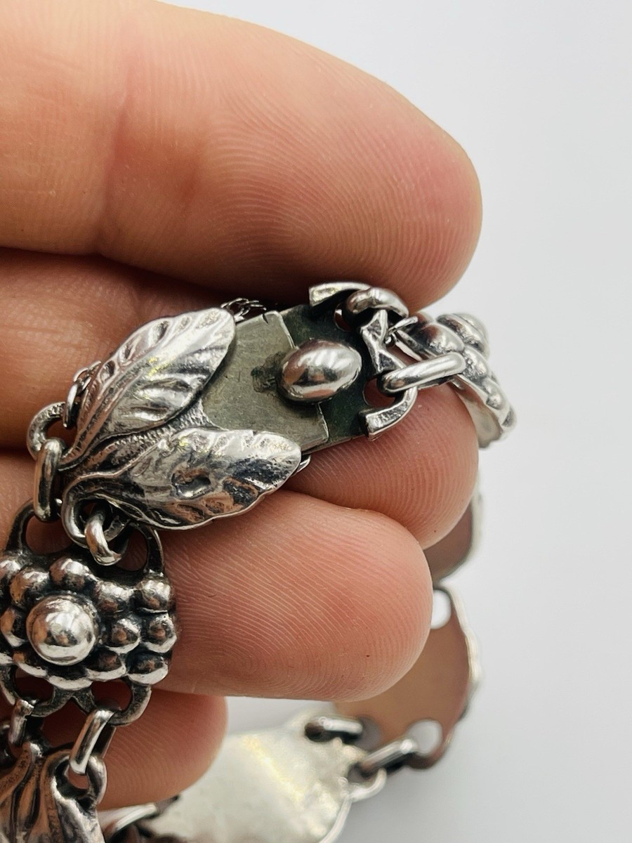 Antique Sterling Silver Jensen USA Style Flower Blossom Link Bracelet View 4