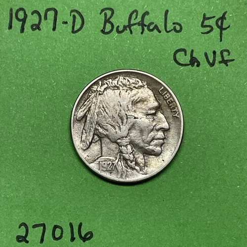 1927-D Buffalo 🦬 Indian Head Nickel 5c CHVF Very Fine