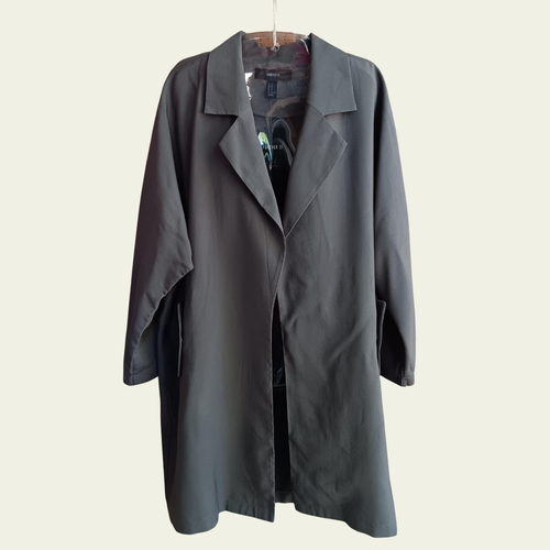Forever 21 Duster Open Front Drape Trench Lightweight Olive Jacket Size M - Picture 1 of 13