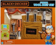 Black  Decker Junior 11 Piece Toy Tool Belt Set. FREE SHIPPING  
