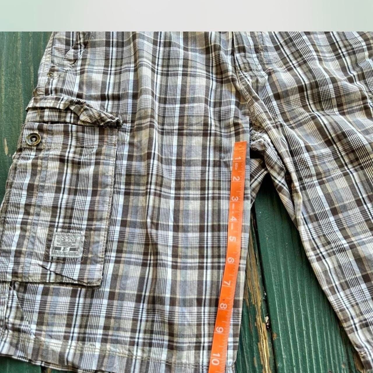Y2K Esprit Groove Mens Cargo Shorts Brown Tan Plaid Size 36 New With Tags image 2