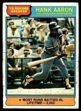 1976 Topps Hank Aaron #1 Record Breaker Brewers HOF Vintage LOW GRADE