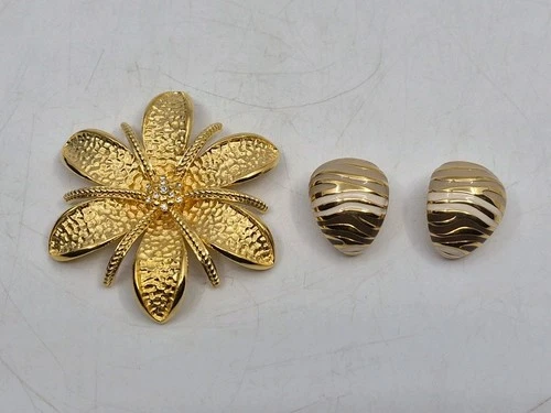 Pair of Vintage Joan Rivers Costume Jewelry Earrings & Brooch