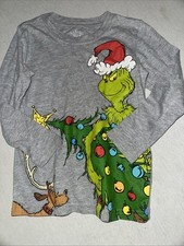 Kids Size 5 The Grinch Long Sleeve Gray Shirt