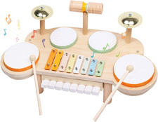 Toddler Drum Set - Montessori Toys for 2 Year Old, Wooden Baby Musical Instrumen