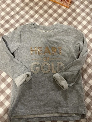 Girls, ‘Heart Of Gold’ Grey Sweatshirt; Size XS (youth 4/5) - Image 1 of 3