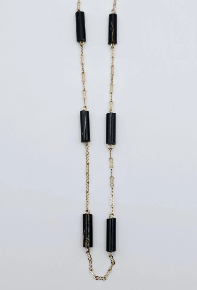 Bernard K Passman 14k Gold Black Coral Necklace Modernist Minimalist Rare - Image 4 of 4