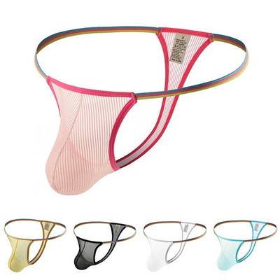Herren Niedrige Taille G Strings Netz Unterwäsche Atmungsaktiv Stretch Beutel T