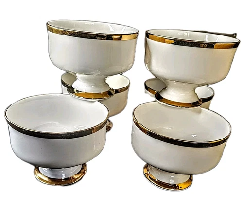 6-Disctd Vintage Royal Victoria England Fine Bone China Sherbert Cups AS IS