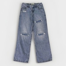 Abercrombie Kids Low Rise Baggy Jeans 11/12 Regular Light Wash Ripped Distressed