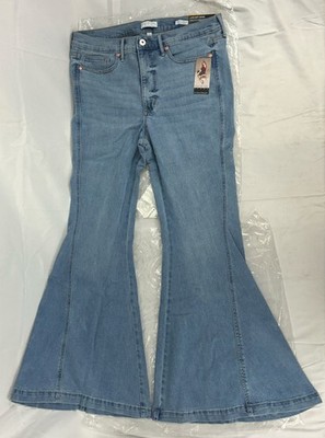 Sofia Vergara NWT Melisa Jeans Sz 12 High Rise Mega Flare Luxe Soft Denim Light