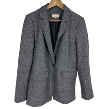 Loft Gray Single Button Closure Women's Career Workwear Blazer Size 8