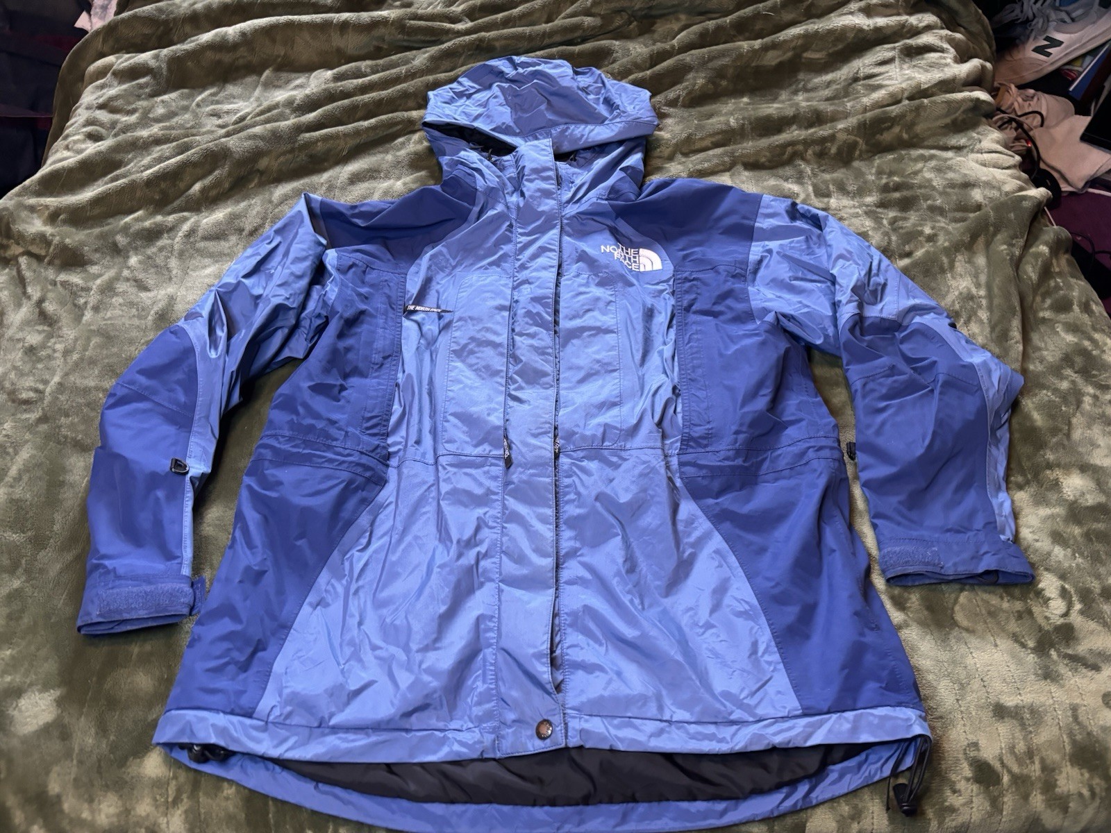 North Face Womens 3 In 1 Rain Jacket Womens Medium Blue Hooded Waterproof Coat