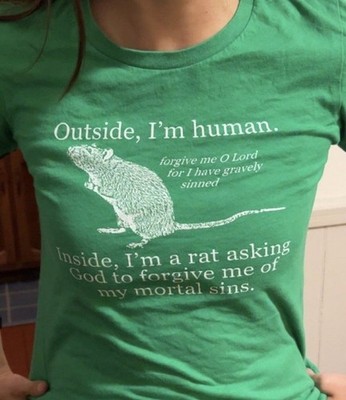 Outside I'm Human Inside I'm a Rat funny unisex T-Shirt S-5XL
