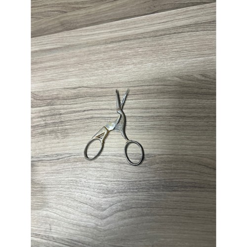 Vintage Henkel Fremont Crane Stork Embroidery Scissors Silver Gold Tone 3.5 Inch