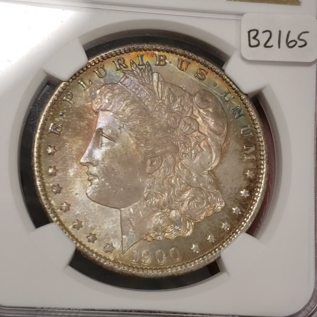 1900-O $1 Morgan Dollar - Rainbow Terminal Toning - NGC MS 65