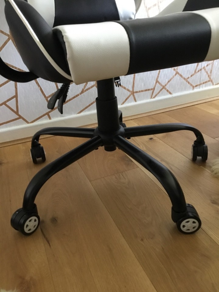 Gaming chair GT Player white black faux leather softer comfortable. eBay