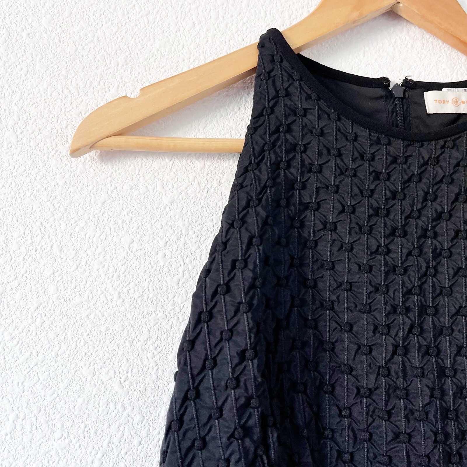 Abito nero Tory Burch collo a equipaggio testurizzato taglia 2