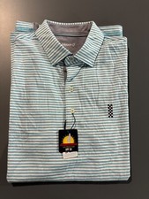 NWT MEN'S JOHNNIE-O POLO, SIZE: M, COLOR: BLUE/WHITE STRIPED M11 