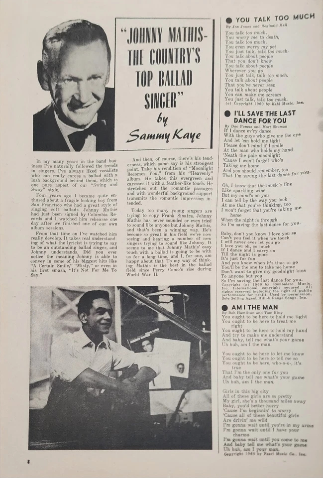 Song Hits Magazine Johnny Tillotson Jimmy Charles Johnny Mathis January 1961 d7 - Image 3 of 4