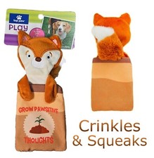 Fox Garden Flattie - ¡Juguete para perros pequeños, arrugas y chirridos! "Grow Pawsitive"
