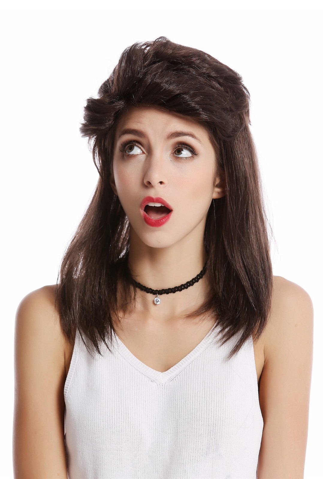 WIG ME UP Vokuhila Mullet Perücke Braun | 80er Proll Look Für Karneval & Halloween | Party-Perücke