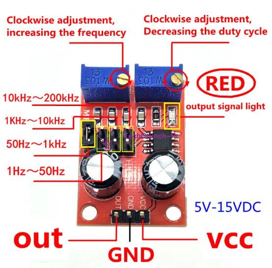 NE555 Duty Cycle and Frequency Adjustable Module Square Wave rectangula​r wave F