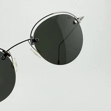 Authentic RARE Vintage Red Rose 281 Steampunk Semi Rimless Round Sunglasses