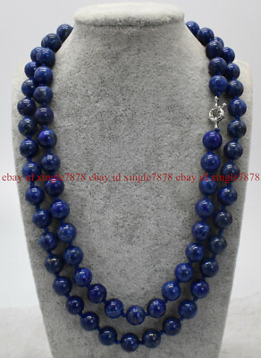 Natural 6/8/10/12mm Blue Round Lapis Lazuli Gemstone Beads Necklace 36'' AAA+