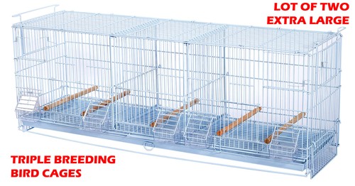 Lot 2 of X-LARGE Triple Breeding Flight Bird Cages Double Divider Side Nest Door