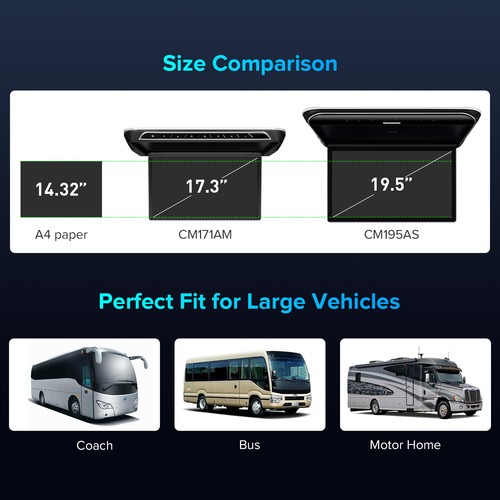 17.3" Large Screen Android Car Ceiling Roof Monitor Auto Flipping TV Player WiFi - Picture 11 of 18