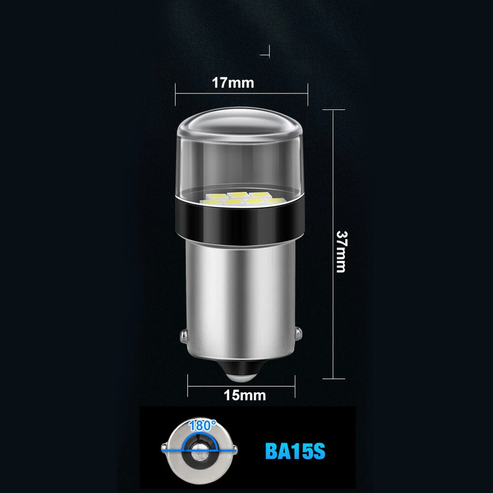 2pcs Car LED P21W 1156 BA15S 180 Turn Signal Lights Bulbs Auto Reverse Lamp 12V - Image 3 of 4