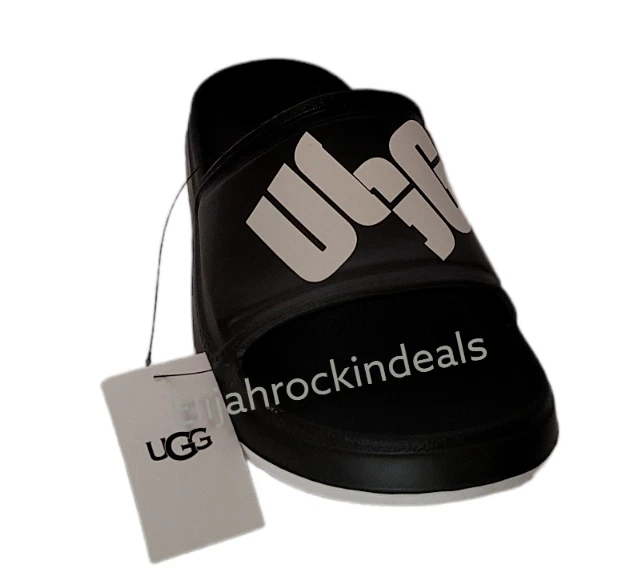 NUOVI SANDALI UGG UOMO WILCOX SLIDE CHOPD LOGO NERI TAGLIA 9 10 11 STILE:1129111