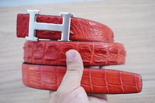 Red Genuine Croc Leather Skin Men's Belt -W 1.3 "