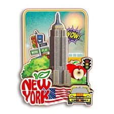 New York America Refrigerator magnet 3D travel souvenirs wood