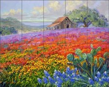 Landscape Tile Backsplash Senkarik Country Life Art Ceramic Mural MSA223