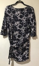 Zara Basic Short Dress Animal Print Size S Side Tie Lightweight 3/4 Sleeves B7