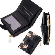 Leather Wallet for Women Credit Card Holder Short Bifold Handbag Coin Cash Purse