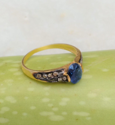 Sapphire Gemstone Cocktail Ring, 925 Silver Pave Diamond Personalized Ring Gift