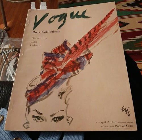 VOGUE April 15 1946 Eric Paris Collections Hats Dali Balenciaga Lelong Gres  | eBay