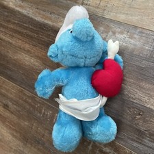 Peyo Smurfs Vintage Cupid 11" Plush Stuffed Toy Love Wings 1982 Blue Toga 80s