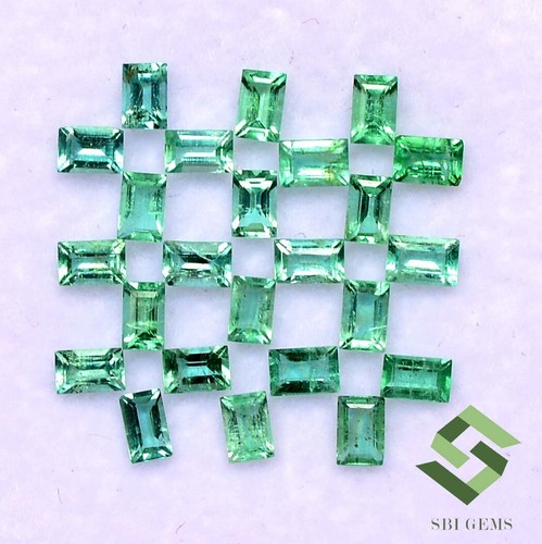 1.46 CTS Natural Emerald Baguette Cut 3x2 mm Lot 22 Pcs Calibrated Loose Gems - Afbeelding 1 van 5